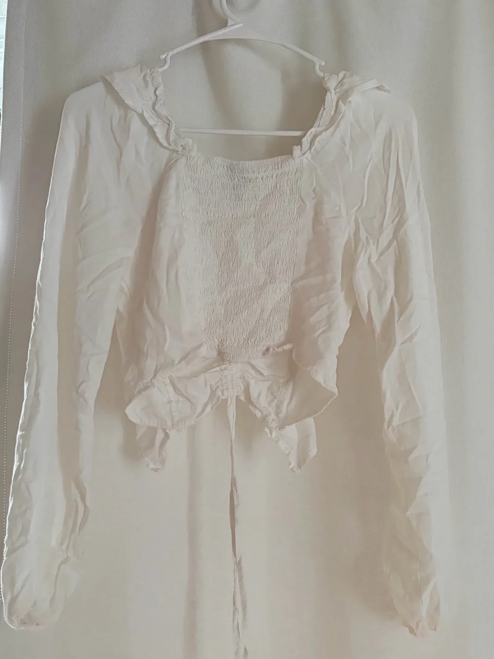 wild fable White Ruffle Front Long-Sleeve Blouse